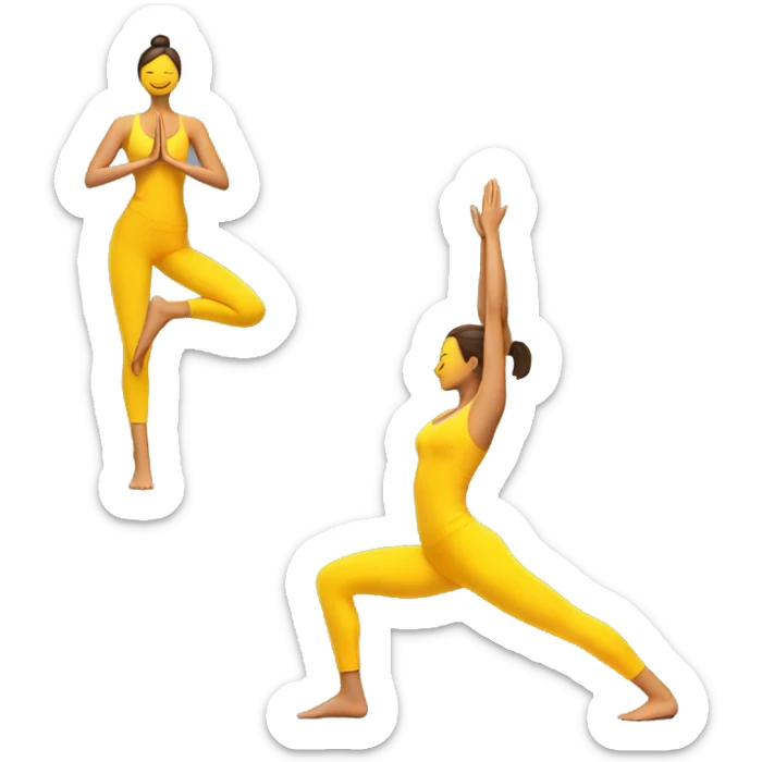 Yoga pose standing on one leg with other in air yellow skin sticker