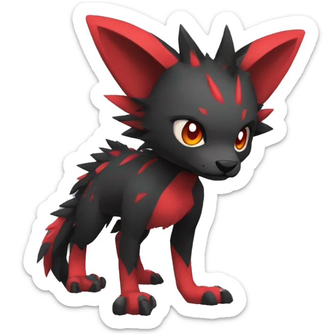 cool edgy black punk red animal hybrid Fakemon full body sticker