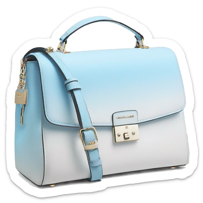 Realistic pastel sky blue to white ombre michael kors satchel purse. sticker
