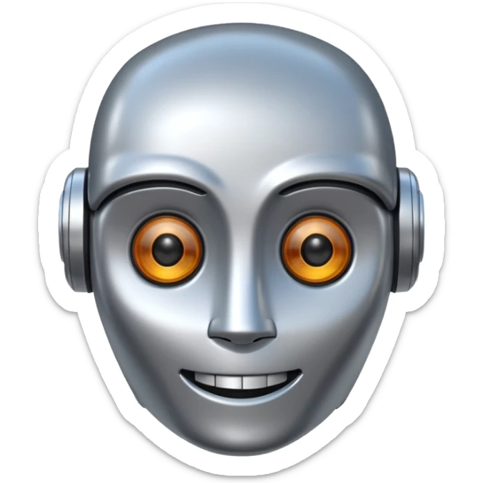 Crée-moi un robot sympathique, pour un chatbot moderne, je veux uniquement la tête sans le corps sticker