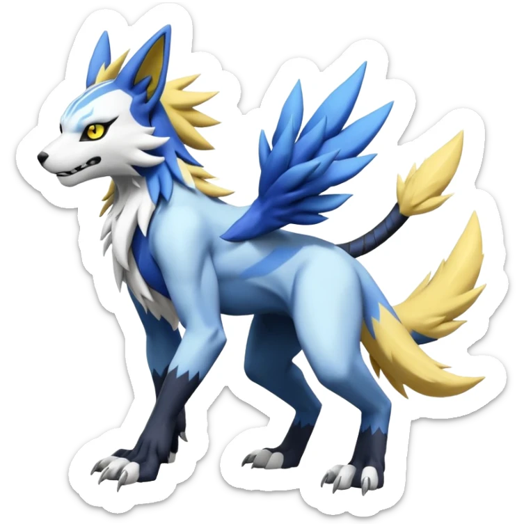 WereGarurumon-Zeraora-Renamon-Absol-fusion-hybrid-creature (full body sticker