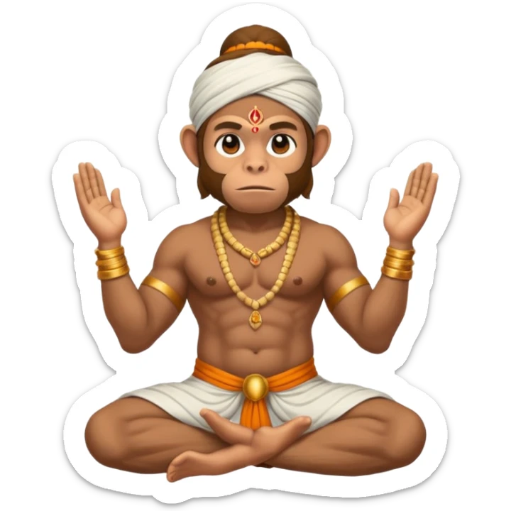 Hanuman ji monkey face hunk build body having mukut and dhoti and should be seated in pease to pray Ramji sticker