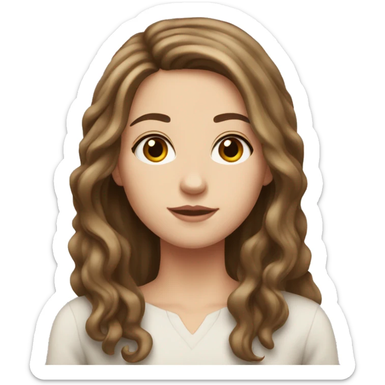 a white girl with long hair and brown hair and hazel eyes  sticker
