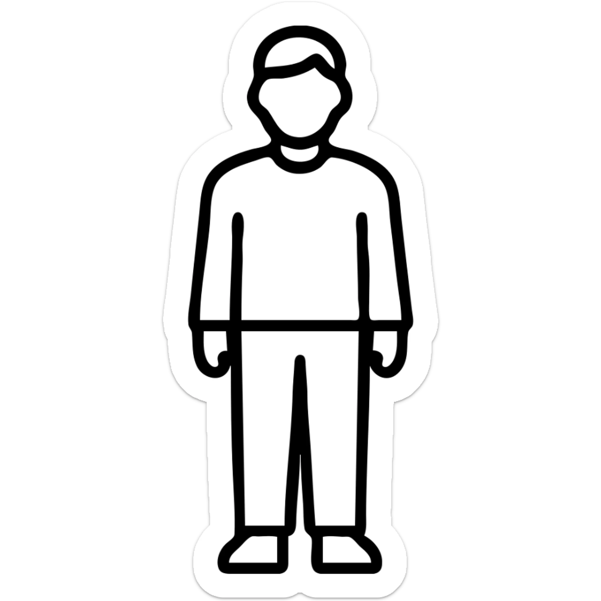 Outline icon of person in casual outfit, standing sticker