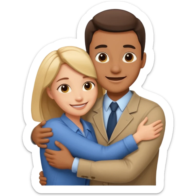 two Bestie man and woman coworkers teacher hug sticker