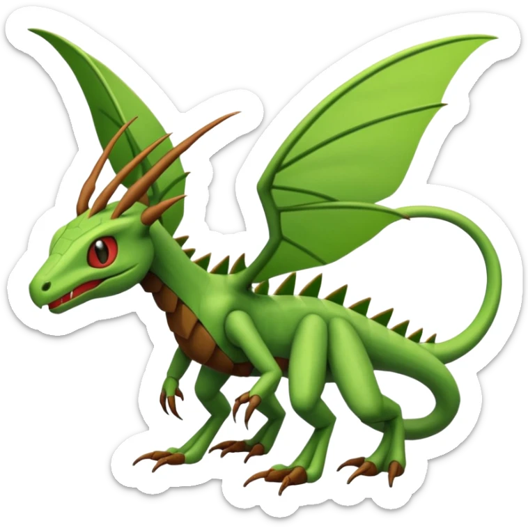 Flygon-Scyther-Sceptile-Fakémon-hybrid-creature (full body)  sticker