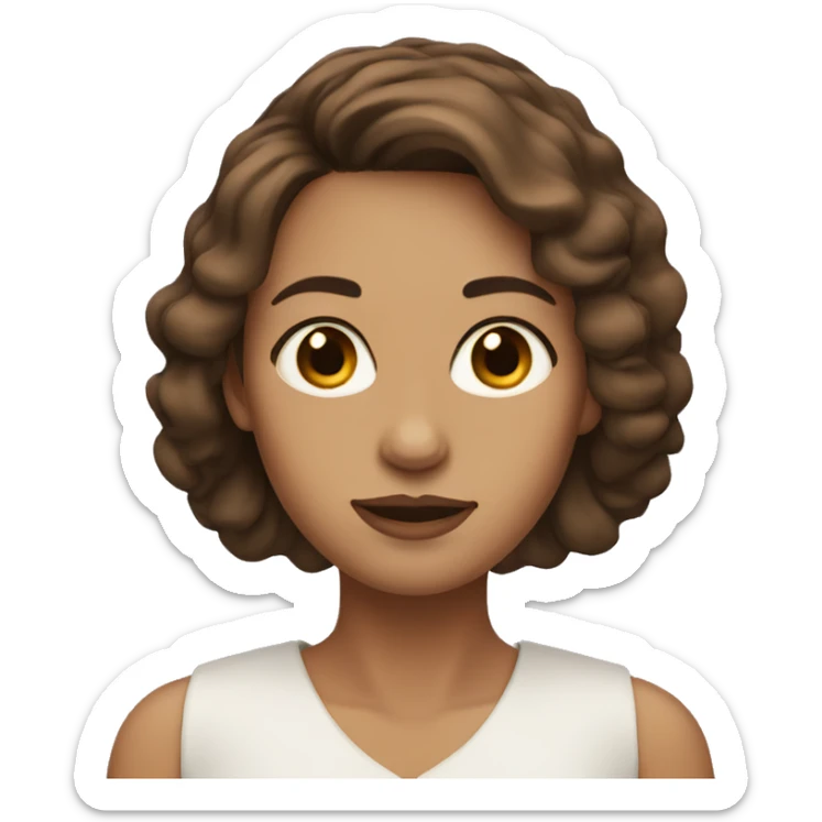 A woman with chin length brown hair with brown eyes sticker