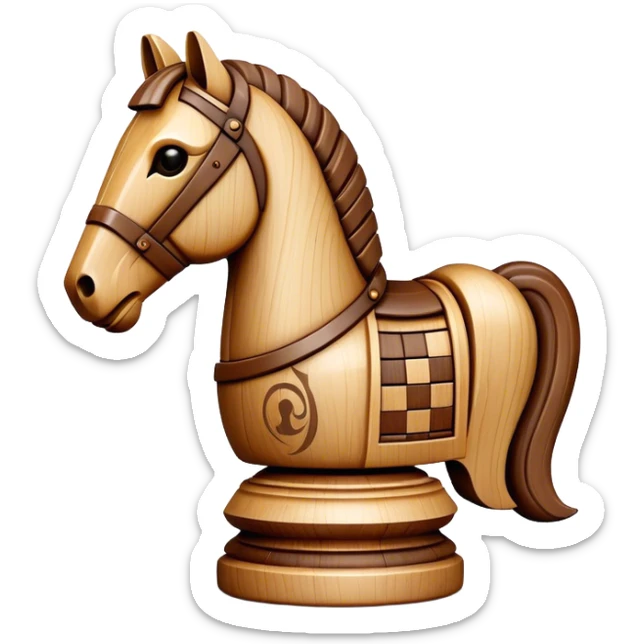 a trojan horse in the style of a chess piece sticker