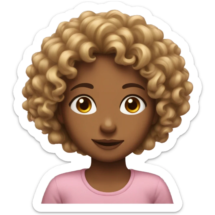 heart eyes on a girl with curly hair sticker