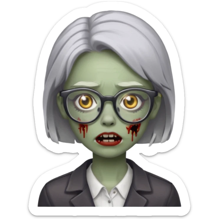 zombie with glasses gray girl sticker