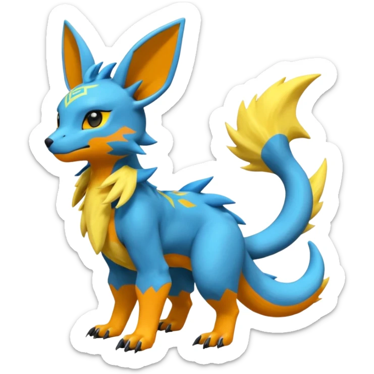 Eevee-Salandit-Electrike-Zeraora-Fakémon-hybrid-creature (full body)  sticker
