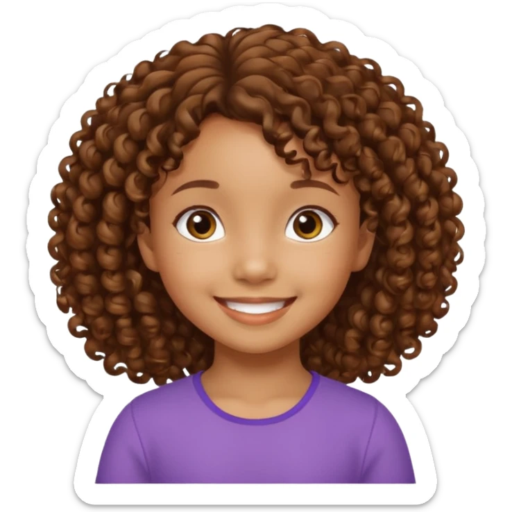 5 year old blasian girl with brown curly hair sticker