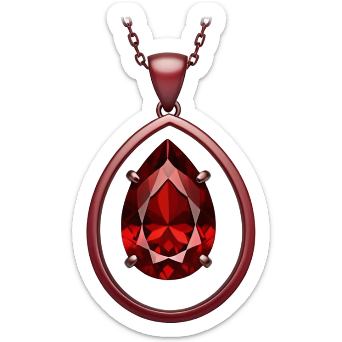 red garnet pendant as a talisman of grounding and rebirth, glowing with magic and strength sticker