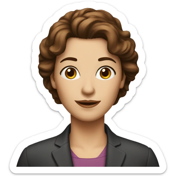 middle aged woman with brown hair and brown eyes sticker