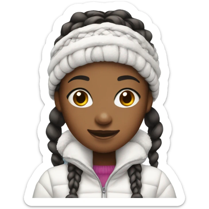 african american girl with braids wearing snow outfit sticker