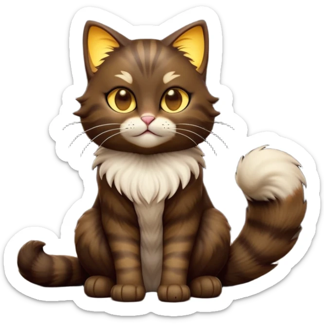 cinematic-[showshoe cat]-realistic-full-body-sitting-emoji,-tail-curled-playfully-around-its-paws,-head-tilted-dramatically,-fluffy-[dark brown mask]-fur,-simplified-yet-realistic-focused-features,-highly-detailed,-glowing-with-an-almost-sarcastic-glow sticker