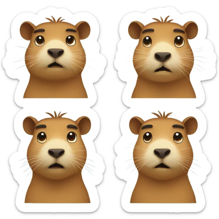 set of emoji with kapibara in diferent mood sticker