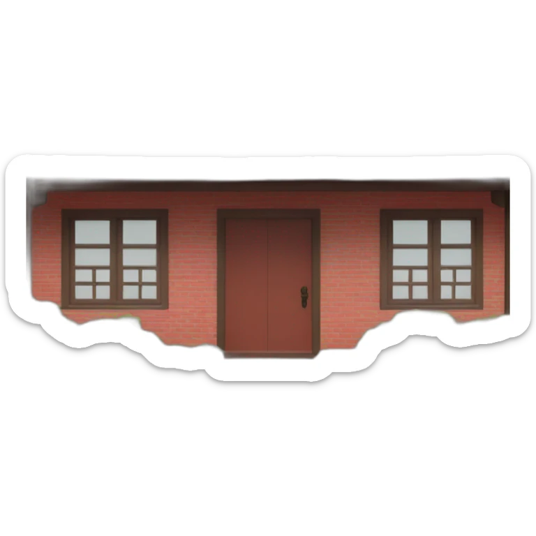 the front facade is a simple house with a thatched roof in the Chinese style sticker