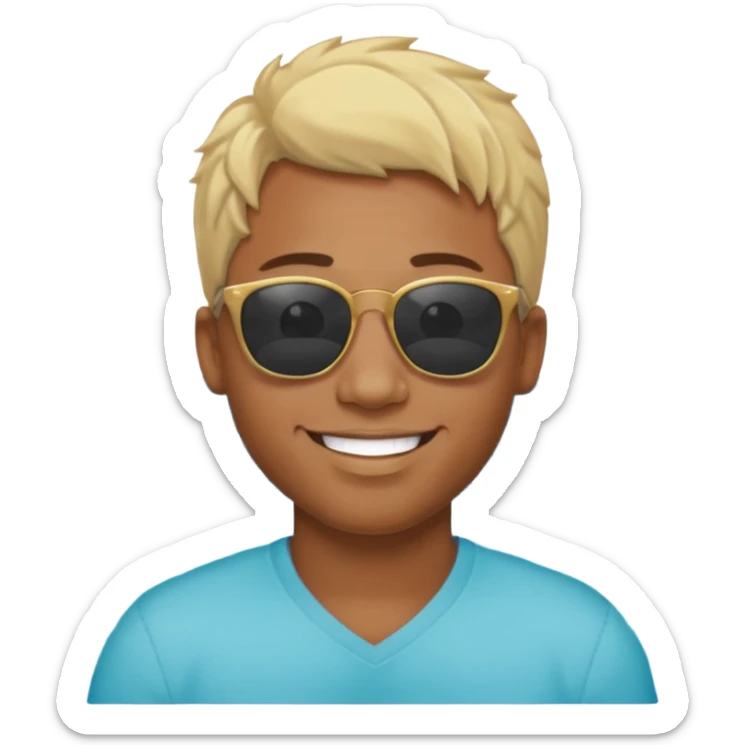 Black man hair smiling with blonde in love at ocean  sticker
