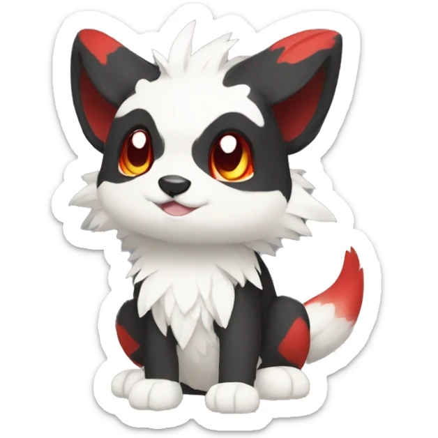 Cute cool black red white animal hybrid Fakemon full body sticker