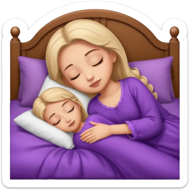 single-girl-in-brown-cozy-purple-bed-sleeping-pretty-eyelashes-light-skin sticker