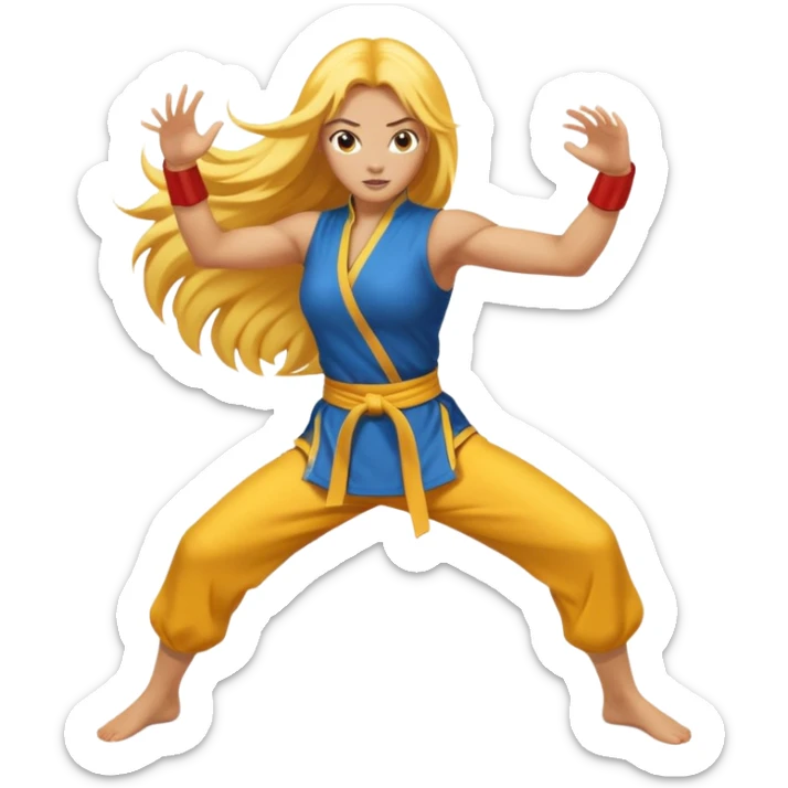 sexy girl with long yellow hair, kung fu sticker