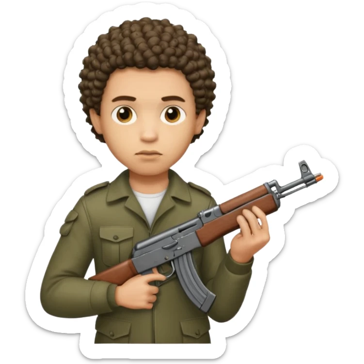 AK47 in hand, light skin male with shortest curly hair  sticker