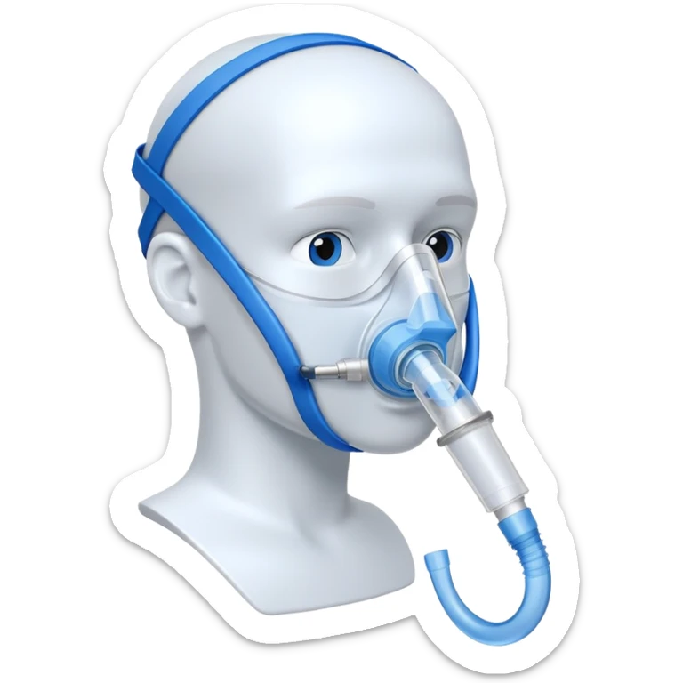 Blue VO2 max testing mouthpiece with breathing valve and tube, with nose clip, laboratory testing equipment sticker