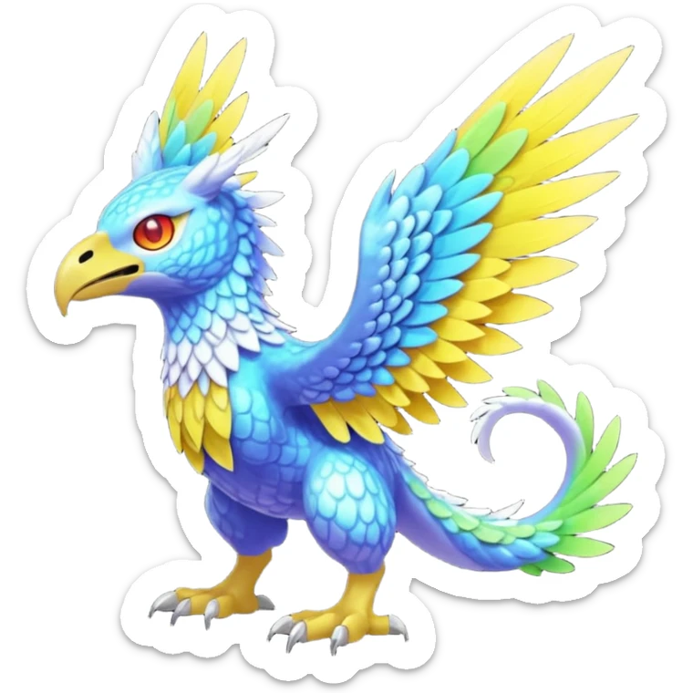 colorful Fakémon-Digimon-Fionbri-Trico-creature (full body) sticker