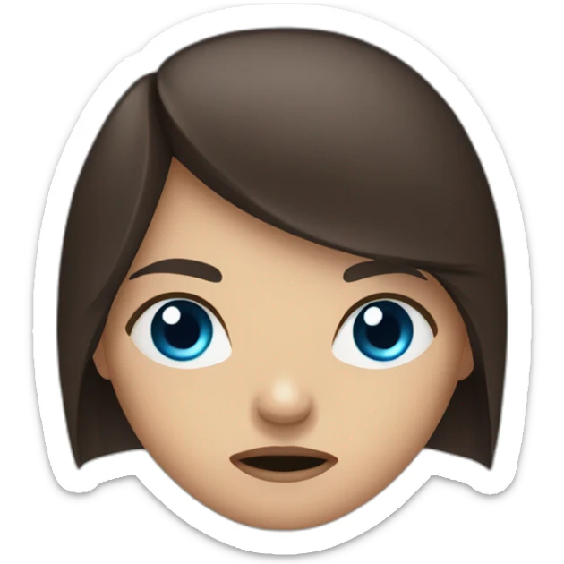 angry-girl-with-blue-eyes-and-long-dark-brown-hair-color sticker