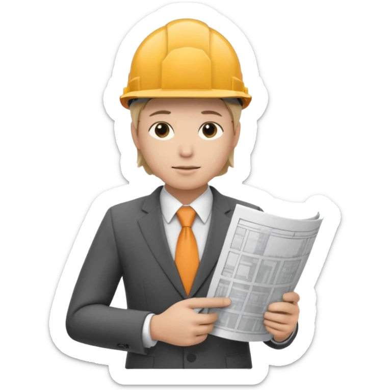 mach mir einen Trader der an der börse handelt mit anzug und einem bauarbieter helm und einem bauplan in der hand sticker