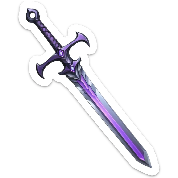 Shadow Fang — black steel + violet aura,Royal Sword. sticker