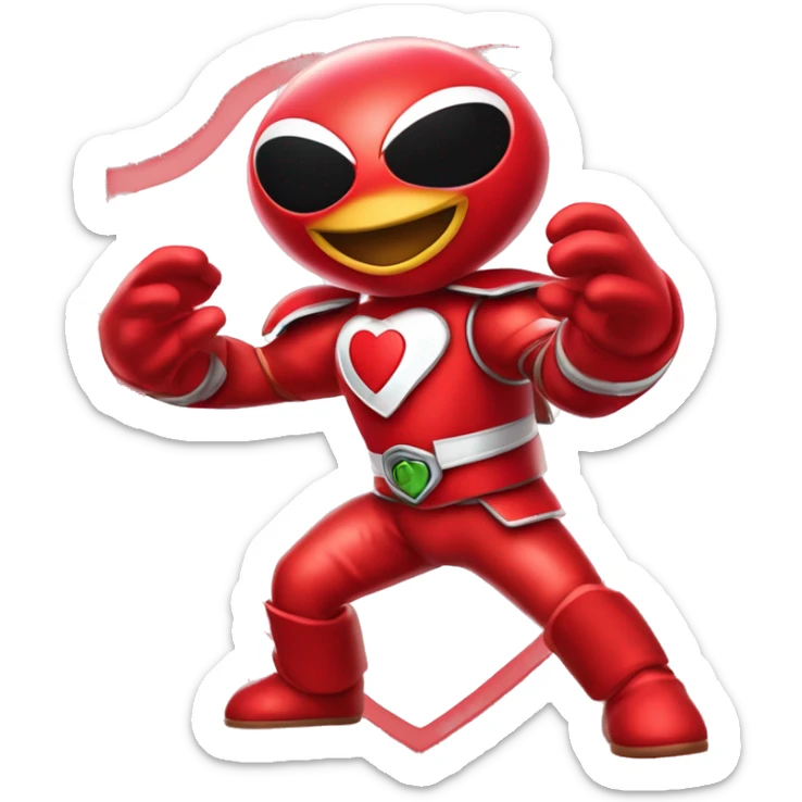 Elmo Power Ranger:
Red Heart Ranger
A small but mighty Ranger in red armor, Elmo has the power of empathy, connecting with others through a heart-shaped shield. His laughter and spirit boost his team’s morale. sticker