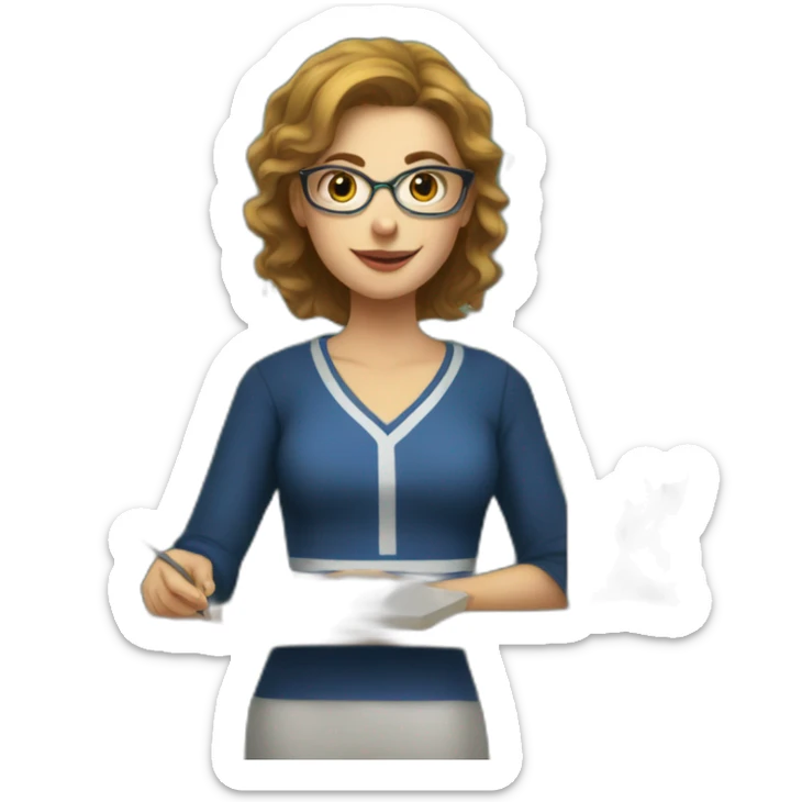 White woman wearing a Greek shirt and writing equations on a chalk board sticker