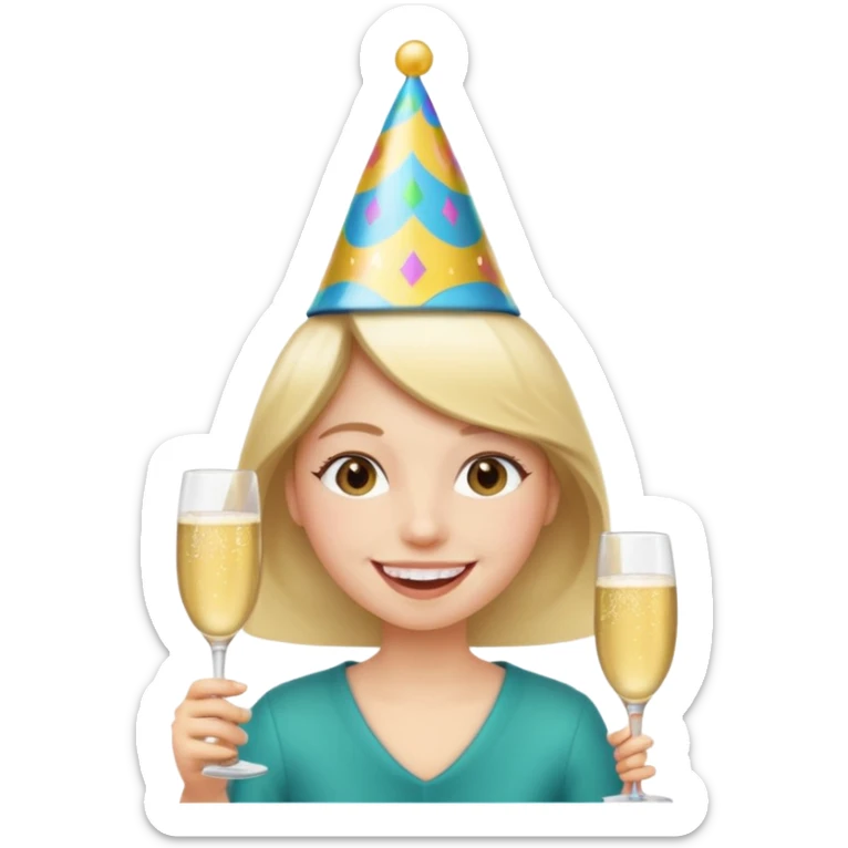 Emoji de un joven feliz de festejo solo cabeza  sticker