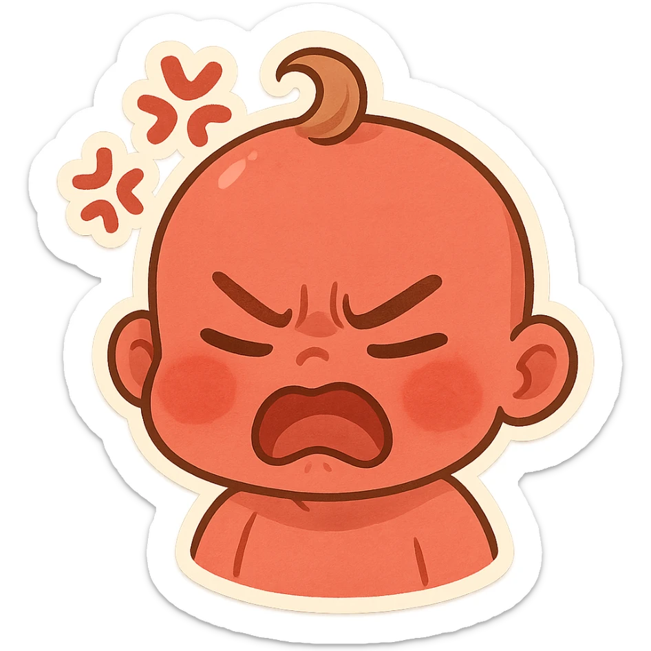 a baby red angry face  sticker