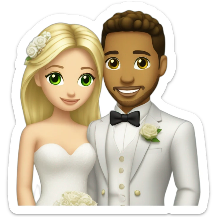 Romeo santos and blond girl green eyes wedding sticker