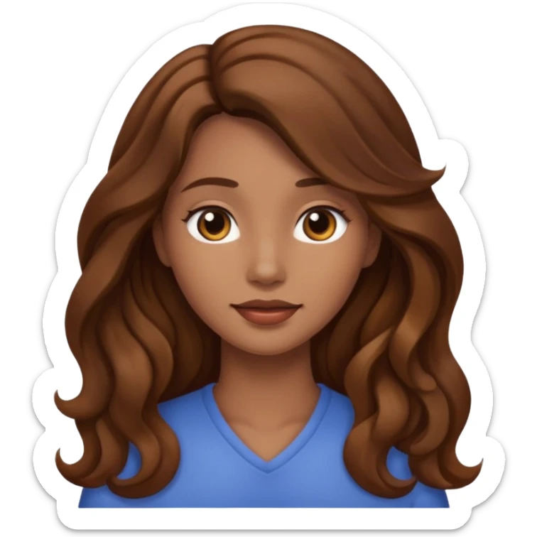 a woman with brown wavy long hair, doesnt have a face, no eyes or lips sticker