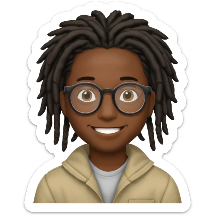 Boy with a locs hair on face put a glasses on and Black locs sticker