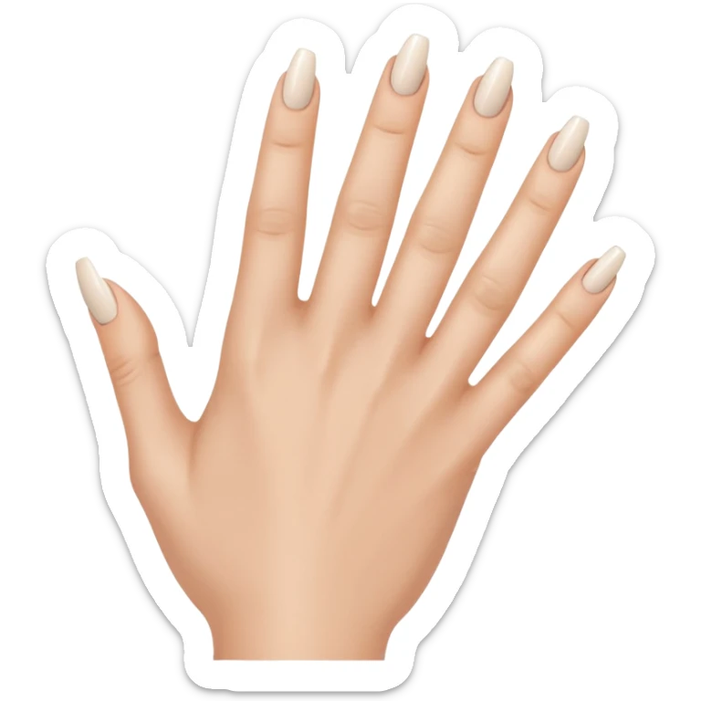 back of hand, index finger raised, woman’s hand, caucasian, long nails, French manicure sticker