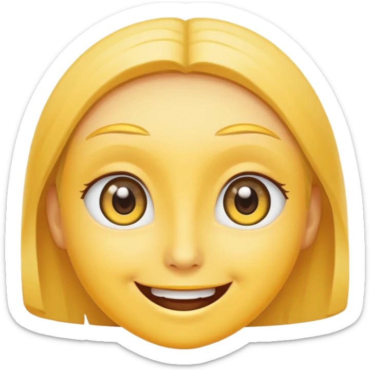 super cute anime eyes classic yellow face cheesy smile bigger smile and thicker eyebrows  sticker