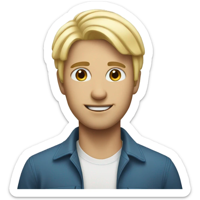 men with short blond hair and woman with blue long hair sticker