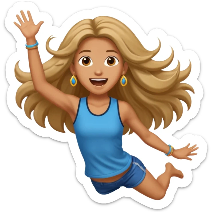 bungee jumping face in action with earrings and long hair flying away sticker