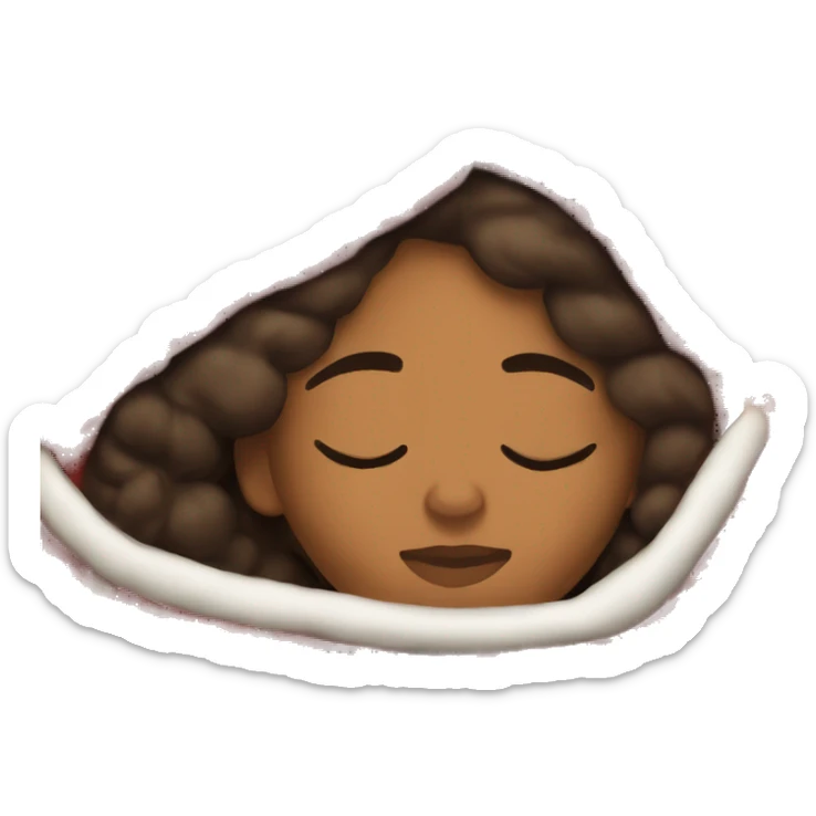 Brownskin woman sleeping in a Christmas blanket  sticker
