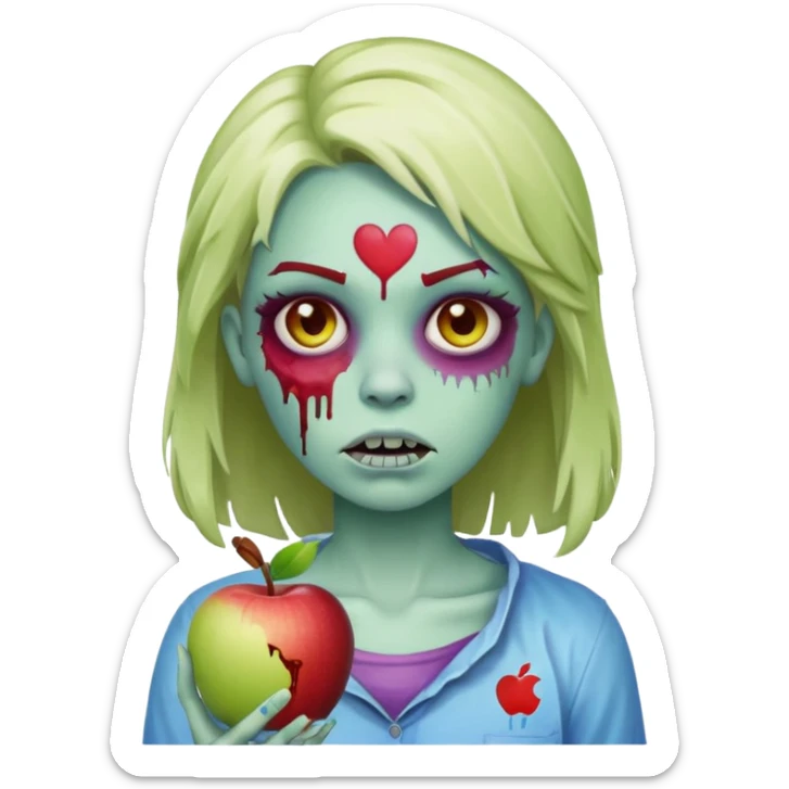 zombie girl with transgender pride colors apple style emoji sticker
