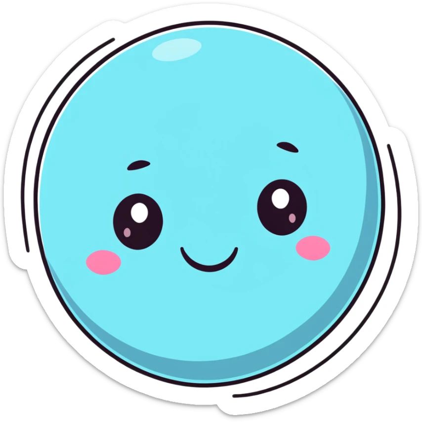 planet with misty smoky atmosphere and a cute happy face with big eyes sticker