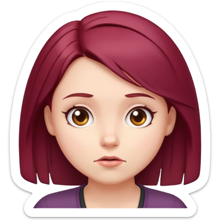 Beautiful long burgundy haired girl, shrugging shoulders sticker