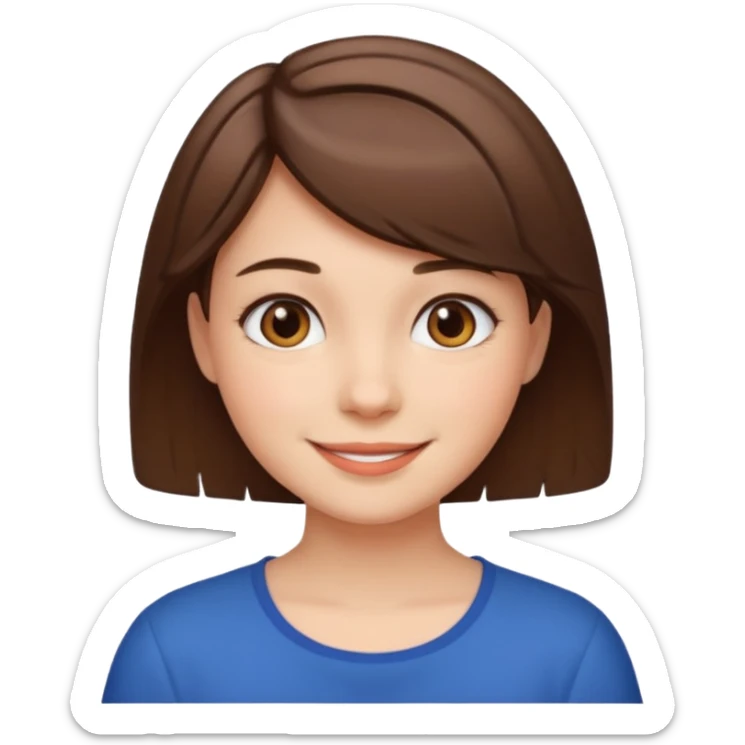 Short hair,Girl,brown hair, sticker