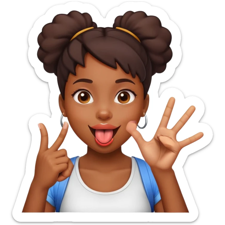 Black girl with tongue out and making an ok sign sticker
