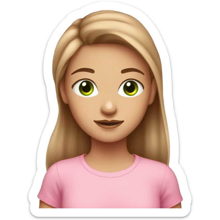 cute green eyed girl with light brown hair wearing pink tshirt sticker